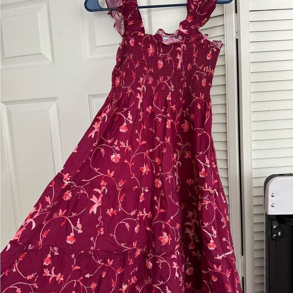 Ellie hill house nap dress burgundy botanical poplin